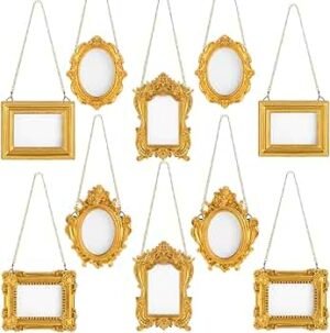 Qunclay 10 Pcs Small Gold Frames Mini Tiny Vintage